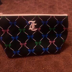 Juicy Couture Black Pouch with Pink, Green, and Blue Bows